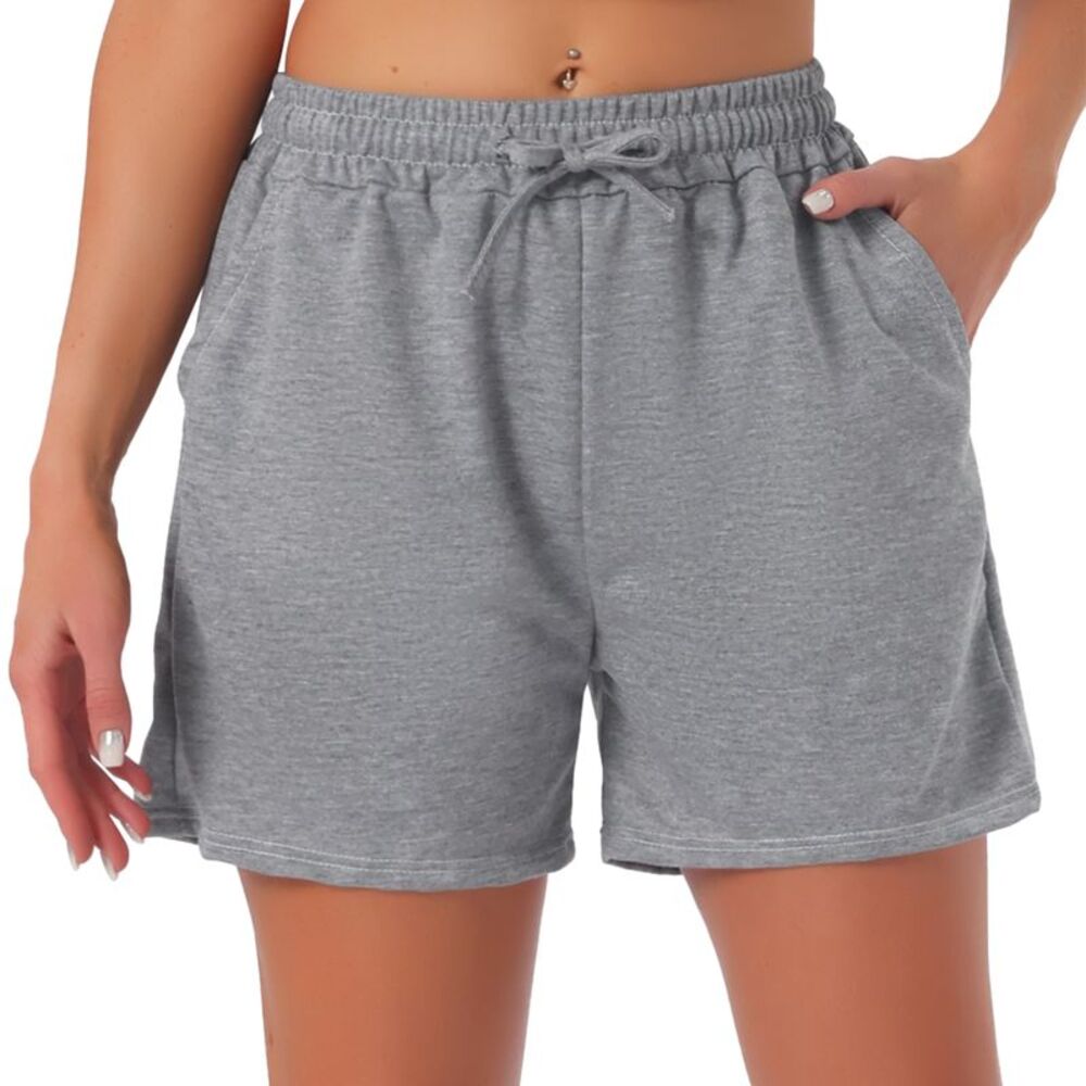Women Cotton Jersey Knit Adjustable Waist Casual Bottoms Grey